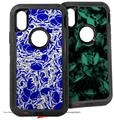 2x Decal style Skin Wrap Set compatible with Otterbox Defender iPhone X and Xs Case - Scattered Skulls Royal Blue (CASE NOT INCLUDED)