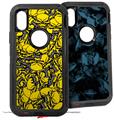 2x Decal style Skin Wrap Set compatible with Otterbox Defender iPhone X and Xs Case - Scattered Skulls Yellow (CASE NOT INCLUDED)