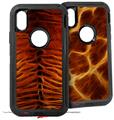 2x Decal style Skin Wrap Set compatible with Otterbox Defender iPhone X and Xs Case - Fractal Fur Tiger (CASE NOT INCLUDED)