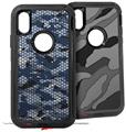 2x Decal style Skin Wrap Set compatible with Otterbox Defender iPhone X and Xs Case - HEX Mesh Camo 01 Blue (CASE NOT INCLUDED)