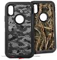 2x Decal style Skin Wrap Set compatible with Otterbox Defender iPhone X and Xs Case - HEX Mesh Camo 01 Gray (CASE NOT INCLUDED)