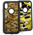 2x Decal style Skin Wrap Set compatible with Otterbox Defender iPhone X and Xs Case - HEX Mesh Camo 01 Orange (CASE NOT INCLUDED)