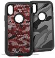 2x Decal style Skin Wrap Set compatible with Otterbox Defender iPhone X and Xs Case - HEX Mesh Camo 01 Red (CASE NOT INCLUDED)