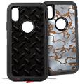 2x Decal style Skin Wrap Set compatible with Otterbox Defender iPhone X and Xs Case - Diamond Plate Metal 02 Black (CASE NOT INCLUDED)