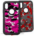 2x Decal style Skin Wrap Set compatible with Otterbox Defender iPhone X and Xs Case - WraptorCamo Digital Camo Hot Pink (CASE NOT INCLUDED)