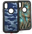 2x Decal style Skin Wrap Set compatible with Otterbox Defender iPhone X and Xs Case - WraptorCamo Digital Camo Navy (CASE NOT INCLUDED)