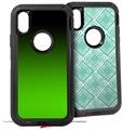 2x Decal style Skin Wrap Set compatible with Otterbox Defender iPhone X and Xs Case - Smooth Fades Green Black (CASE NOT INCLUDED)