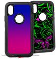 2x Decal style Skin Wrap Set compatible with Otterbox Defender iPhone X and Xs Case - Smooth Fades Hot Pink Blue (CASE NOT INCLUDED)