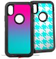 2x Decal style Skin Wrap Set compatible with Otterbox Defender iPhone X and Xs Case - Smooth Fades Neon Teal Hot Pink (CASE NOT INCLUDED)