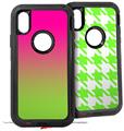 2x Decal style Skin Wrap Set compatible with Otterbox Defender iPhone X and Xs Case - Smooth Fades Neon Green Hot Pink (CASE NOT INCLUDED)