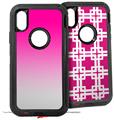 2x Decal style Skin Wrap Set compatible with Otterbox Defender iPhone X and Xs Case - Smooth Fades White Hot Pink (CASE NOT INCLUDED)