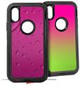 2x Decal style Skin Wrap Set compatible with Otterbox Defender iPhone X and Xs Case - Raining Fuschia Hot Pink (CASE NOT INCLUDED)
