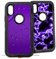 2x Decal style Skin Wrap Set compatible with Otterbox Defender iPhone X and Xs Case - Raining Purple (CASE NOT INCLUDED)