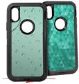 2x Decal style Skin Wrap Set compatible with Otterbox Defender iPhone X and Xs Case - Raining Seafoam Green (CASE NOT INCLUDED)