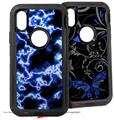 2x Decal style Skin Wrap Set compatible with Otterbox Defender iPhone X and Xs Case - Electrify Blue (CASE NOT INCLUDED)