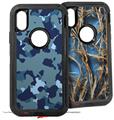 2x Decal style Skin Wrap Set compatible with Otterbox Defender iPhone X and Xs Case - WraptorCamo Old School Camouflage Camo Navy (CASE NOT INCLUDED)