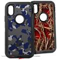 2x Decal style Skin Wrap Set compatible with Otterbox Defender iPhone X and Xs Case - WraptorCamo Old School Camouflage Camo Blue Navy (CASE NOT INCLUDED)
