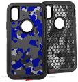 2x Decal style Skin Wrap Set compatible with Otterbox Defender iPhone X and Xs Case - WraptorCamo Old School Camouflage Camo Blue Royal (CASE NOT INCLUDED)