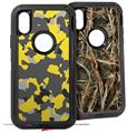 2x Decal style Skin Wrap Set compatible with Otterbox Defender iPhone X and Xs Case - WraptorCamo Old School Camouflage Camo Yellow (CASE NOT INCLUDED)