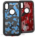 2x Decal style Skin Wrap Set compatible with Otterbox Defender iPhone X and Xs Case - WraptorCamo Old School Camouflage Camo Blue Medium (CASE NOT INCLUDED)