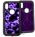 2x Decal style Skin Wrap Set compatible with Otterbox Defender iPhone X and Xs Case - Electrify Purple (CASE NOT INCLUDED)