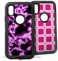 2x Decal style Skin Wrap Set compatible with Otterbox Defender iPhone X and Xs Case - Electrify Hot Pink (CASE NOT INCLUDED)