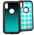 2x Decal style Skin Wrap Set compatible with Otterbox Defender iPhone X and Xs Case - Smooth Fades Neon Teal Black (CASE NOT INCLUDED)