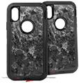 2x Decal style Skin Wrap Set compatible with Otterbox Defender iPhone X and Xs Case - Marble Granite 06 Black Gray (CASE NOT INCLUDED)