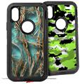 2x Decal style Skin Wrap Set compatible with Otterbox Defender iPhone X and Xs Case - WraptorCamo Grassy Marsh Camo Neon Teal (CASE NOT INCLUDED)