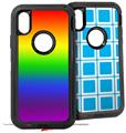 2x Decal style Skin Wrap Set compatible with Otterbox Defender iPhone X and Xs Case - Smooth Fades Rainbow (CASE NOT INCLUDED)