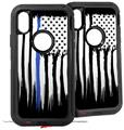 2x Decal style Skin Wrap Set compatible with Otterbox Defender iPhone X and Xs Case - Yeti Colster Brushed USA American Flag Blue Line (CASE NOT INCLUDED)