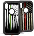 2x Decal style Skin Wrap Set compatible with Otterbox Defender iPhone X and Xs Case - Yeti Colster Brushed USA American Flag Green Line (CASE NOT INCLUDED)