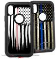 2x Decal style Skin Wrap Set compatible with Otterbox Defender iPhone X and Xs Case - Yeti Colster Brushed USA American Flag Pink Line (CASE NOT INCLUDED)