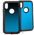 2x Decal style Skin Wrap Set compatible with Otterbox Defender iPhone X and Xs Case - Smooth Fades Neon Blue Black (CASE NOT INCLUDED)