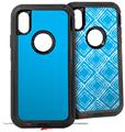 2x Decal style Skin Wrap Set compatible with Otterbox Defender iPhone X and Xs Case - Solids Collection Blue Neon (CASE NOT INCLUDED)