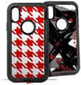 2x Decal style Skin Wrap Set compatible with Otterbox Defender iPhone X and Xs Case - Houndstooth Red (CASE NOT INCLUDED)