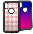 2x Decal style Skin Wrap Set compatible with Otterbox Defender iPhone X and Xs Case - Houndstooth Pink (CASE NOT INCLUDED)