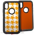 2x Decal style Skin Wrap Set compatible with Otterbox Defender iPhone X and Xs Case - Houndstooth Orange (CASE NOT INCLUDED)