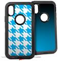 2x Decal style Skin Wrap Set compatible with Otterbox Defender iPhone X and Xs Case - Houndstooth Blue Neon (CASE NOT INCLUDED)