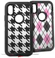 2x Decal style Skin Wrap Set compatible with Otterbox Defender iPhone X and Xs Case - Houndstooth Dark Gray (CASE NOT INCLUDED)