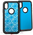 2x Decal style Skin Wrap Set compatible with Otterbox Defender iPhone X and Xs Case - Wavey Neon Blue (CASE NOT INCLUDED)