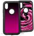 2x Decal style Skin Wrap Set compatible with Otterbox Defender iPhone X and Xs Case - Smooth Fades Hot Pink Black (CASE NOT INCLUDED)