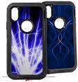 2x Decal style Skin Wrap Set compatible with Otterbox Defender iPhone X and Xs Case - Lightning Blue (CASE NOT INCLUDED)
