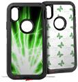 2x Decal style Skin Wrap Set compatible with Otterbox Defender iPhone X and Xs Case - Lightning Green (CASE NOT INCLUDED)
