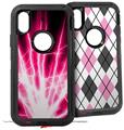 2x Decal style Skin Wrap Set compatible with Otterbox Defender iPhone X and Xs Case - Lightning Pink (CASE NOT INCLUDED)