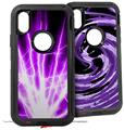 2x Decal style Skin Wrap Set compatible with Otterbox Defender iPhone X and Xs Case - Lightning Purple (CASE NOT INCLUDED)