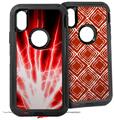 2x Decal style Skin Wrap Set compatible with Otterbox Defender iPhone X and Xs Case - Lightning Red (CASE NOT INCLUDED)