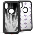 2x Decal style Skin Wrap Set compatible with Otterbox Defender iPhone X and Xs Case - Lightning White (CASE NOT INCLUDED)