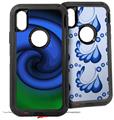 2x Decal style Skin Wrap Set compatible with Otterbox Defender iPhone X and Xs Case - Alecias Swirl 01 Blue (CASE NOT INCLUDED)