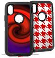 2x Decal style Skin Wrap Set compatible with Otterbox Defender iPhone X and Xs Case - Alecias Swirl 01 Red (CASE NOT INCLUDED)